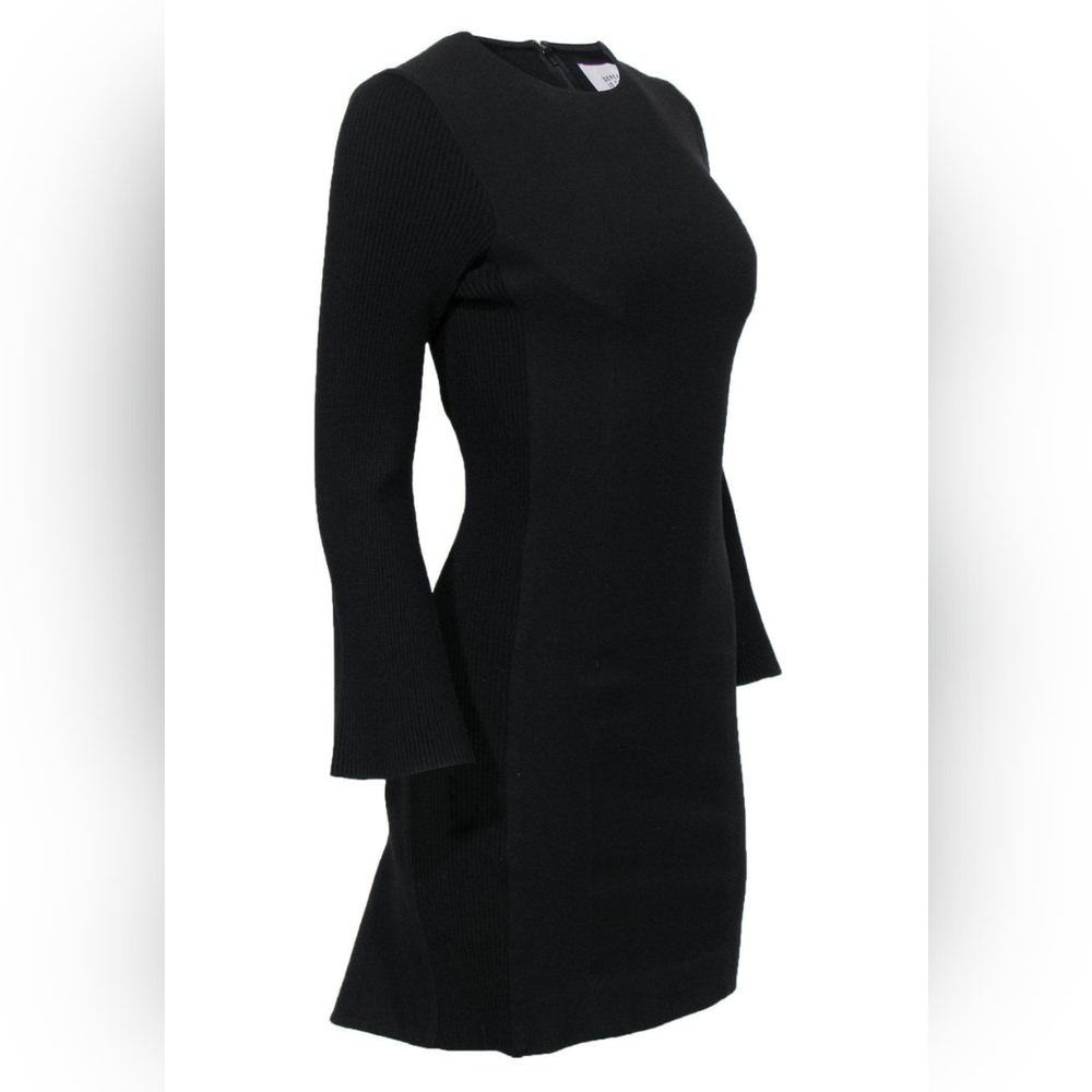 Derek Lam - Black Bell Sleeve Dress W/ Ribbed Knit Accents